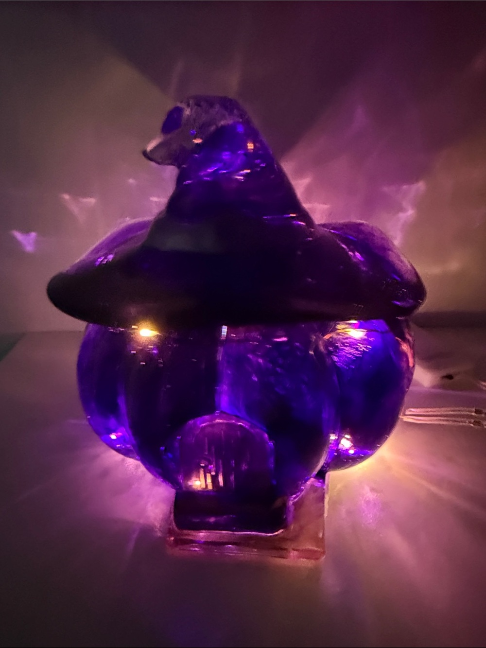 Handmade Purple Witch Hat Pumpkin Nightlight